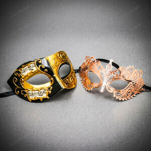 Venetian Filigree Musical Masquerade Mask Gold Rose Gold Halloween